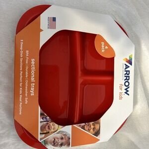 Arrow Home Products  For Kids  Assorted  Plastic  Square  Divided Plate  4 pk